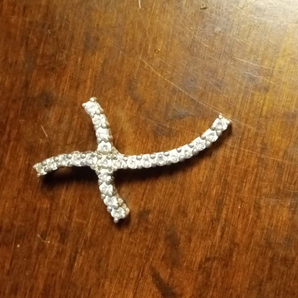 Cross pendant sterling silver cz